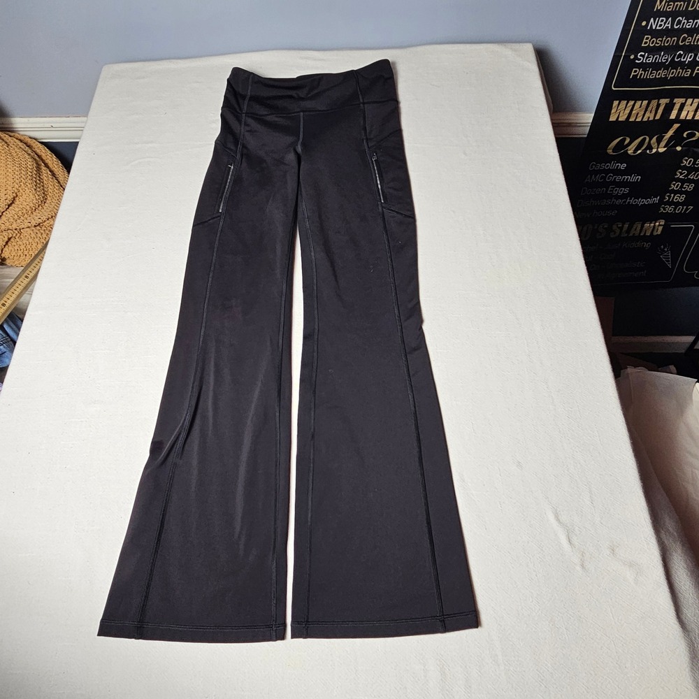 Athleta Rainier Bootcut Pant Black Fleece Lined High Rise Zip Pocket Small Petit